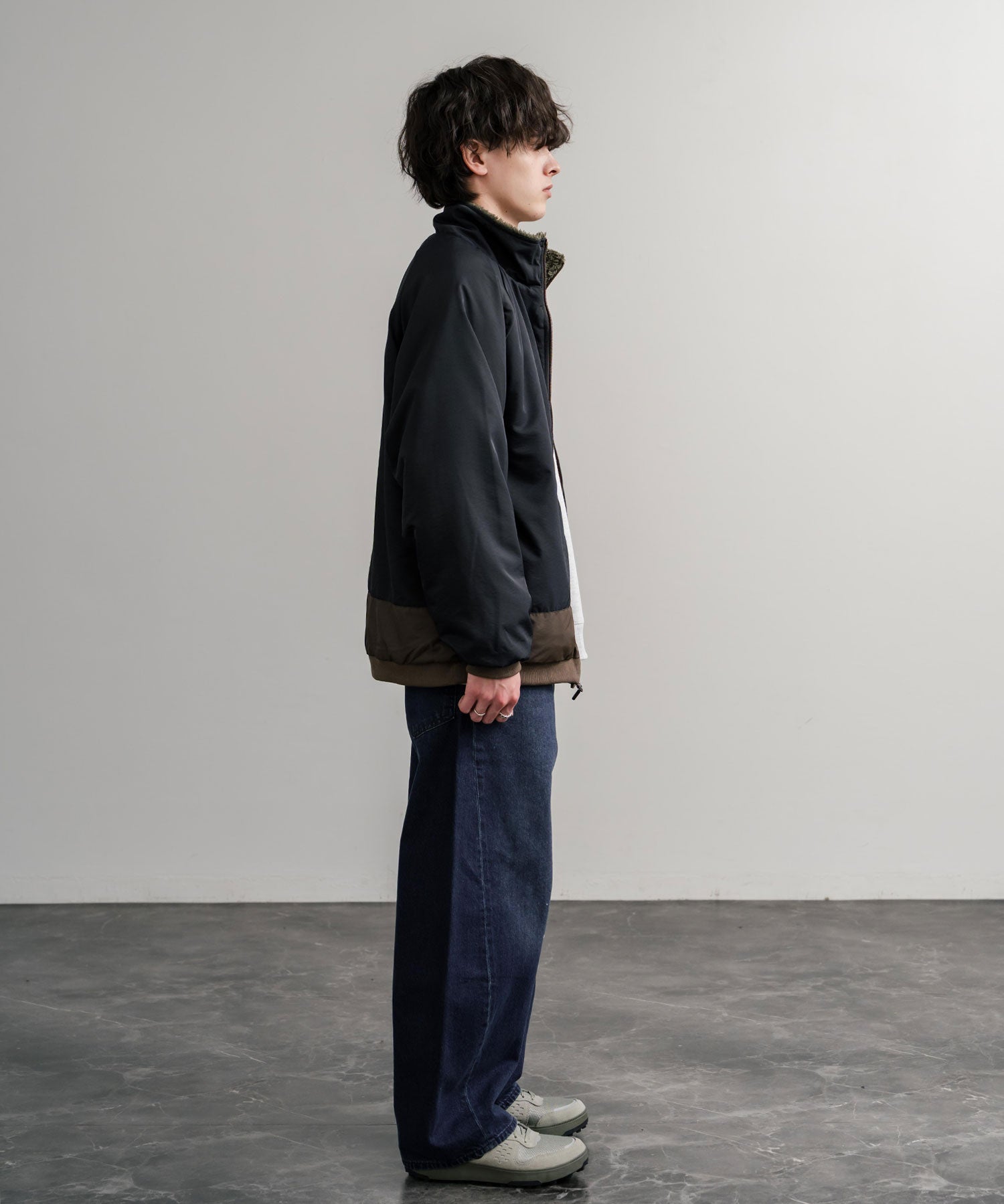 KRIFF MAYER クリフメイヤー 2WAY リバーシブルひっくりスタンドネックボアジャケット/ロゴ刺繍入りボアブルゾン 2514404 14796