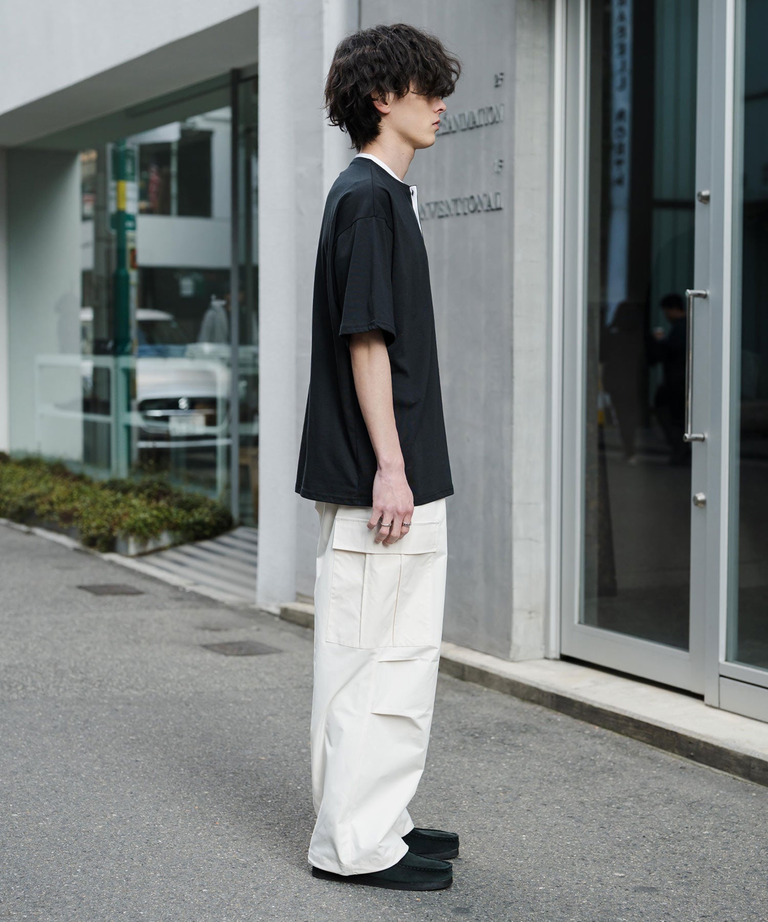 オーバーサイズ レイヤードヘンリーネック半袖Tシャツ 15552