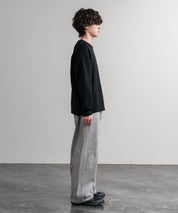 オーバーサイズ5Gウール混天竺ショート丈クルーネックニットセーター 15192