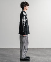 5Gフェザーヤーンジャガードトライバル柄ルーズクルーネック長袖ニット 15191