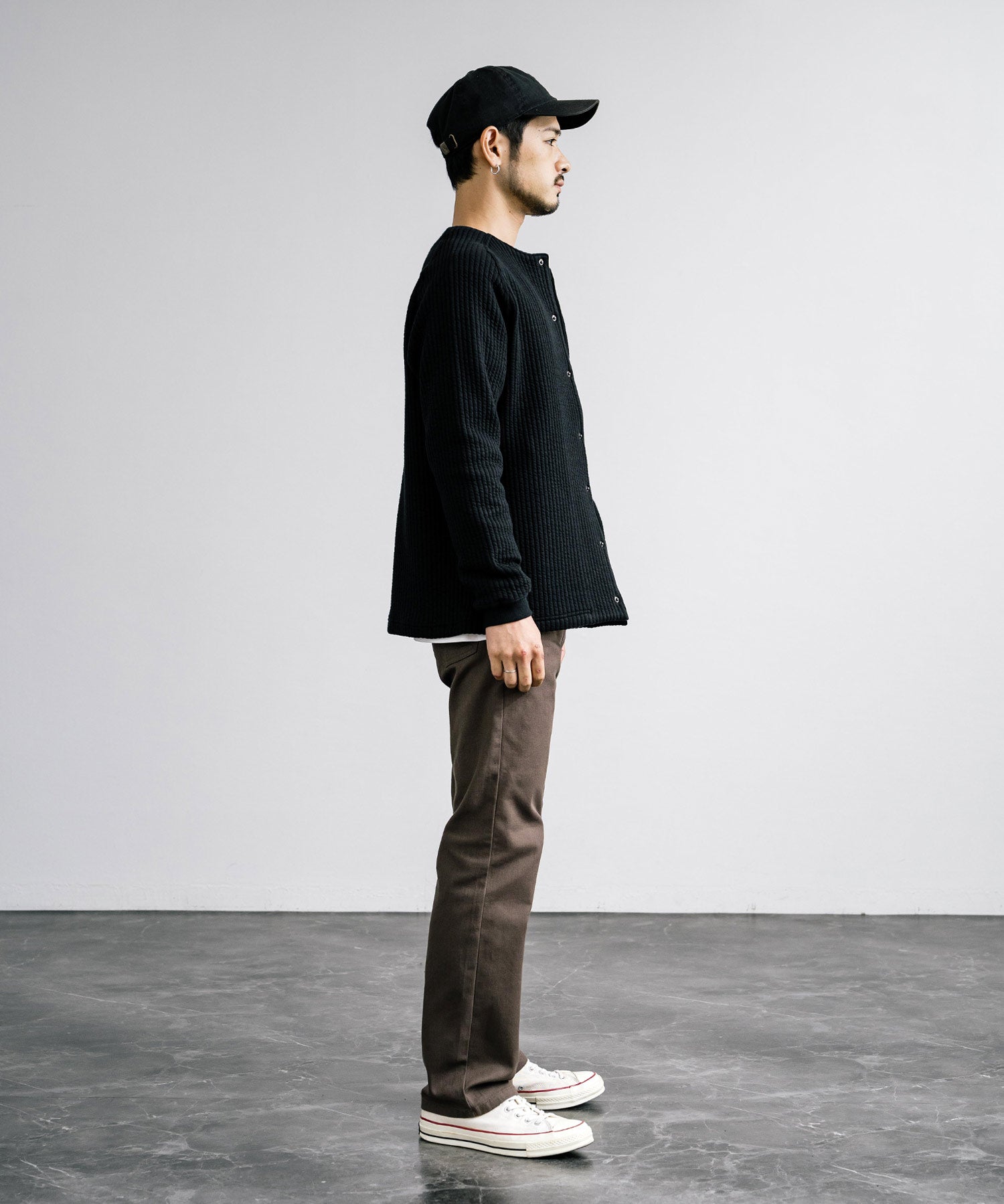 Upscape Audience アップスケープオーディエンス 日本製 国産 尾州 コットンキルトノーカラースナップジャケット AUD7330 15388