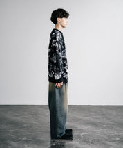 新色追加 フェザーヤーン オーバーサイズフラワー柄クルーネックニット 14031