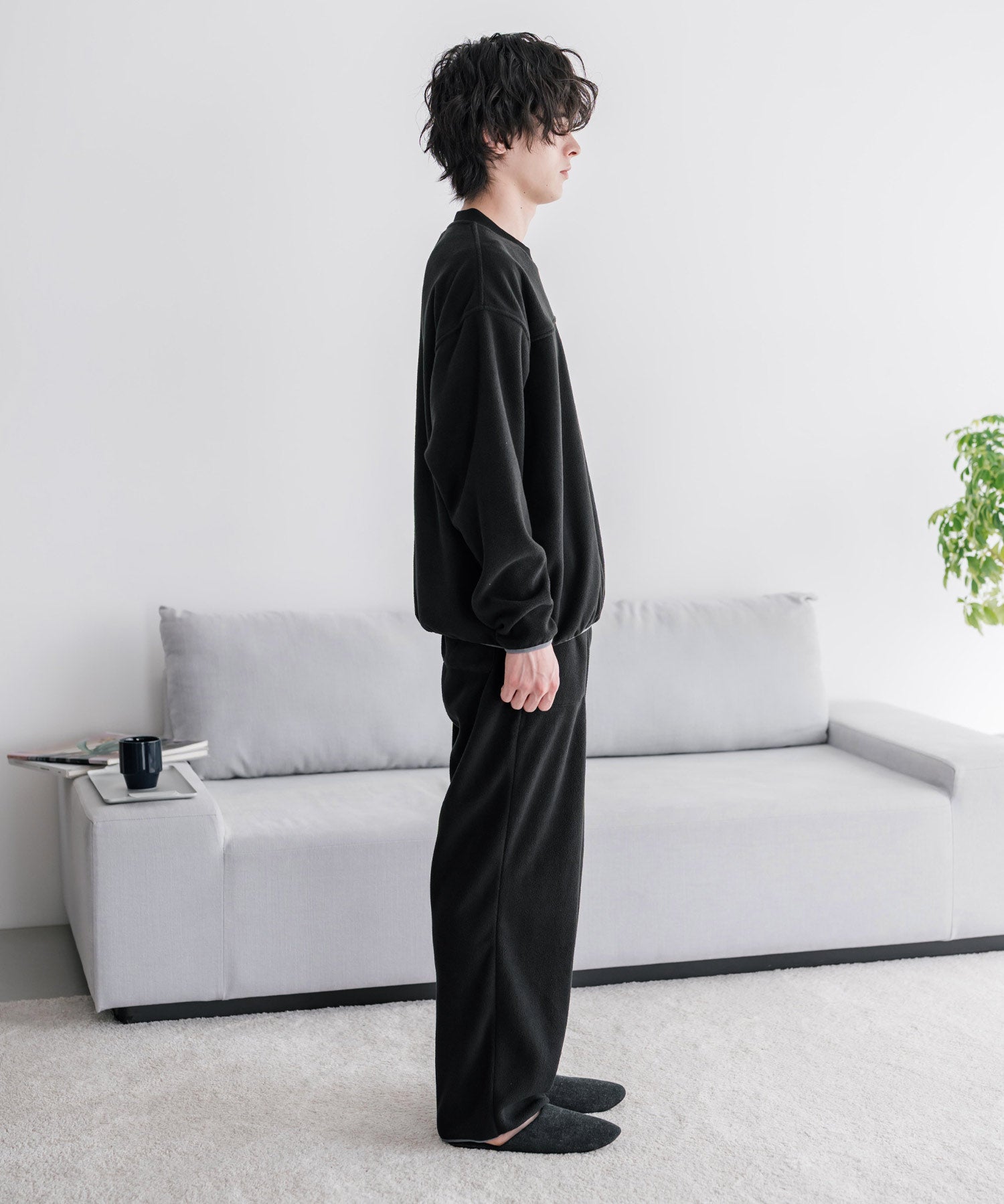 PENNEYS ペニーズ 別注コラボ マイクロフリースセットアップ/長袖クルーネックプルオーバー&ワイドイージーパンツ ルームウェア 16056