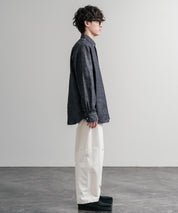 Upscape Audience アップスケープオーディエンス 日本製 国産 「備中備後」6オンスセルヴィッチ 白耳デニム釦ダウンボクシーAライン長袖シャツ AUD6703 15608