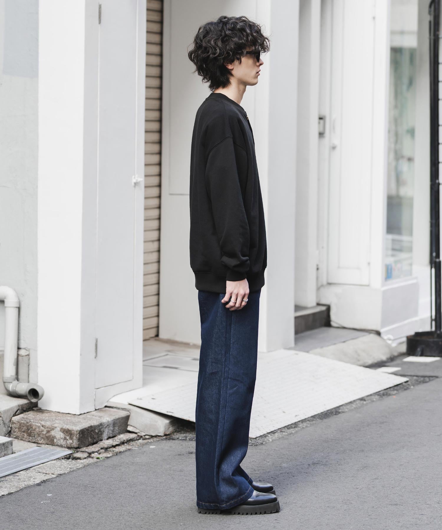 ルーズシルエットセミフレアワイドデニムパンツ 15376