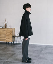 オーバーサイズTRストレッチスタンドカラージャケット ジップアップショートブルゾン 14120