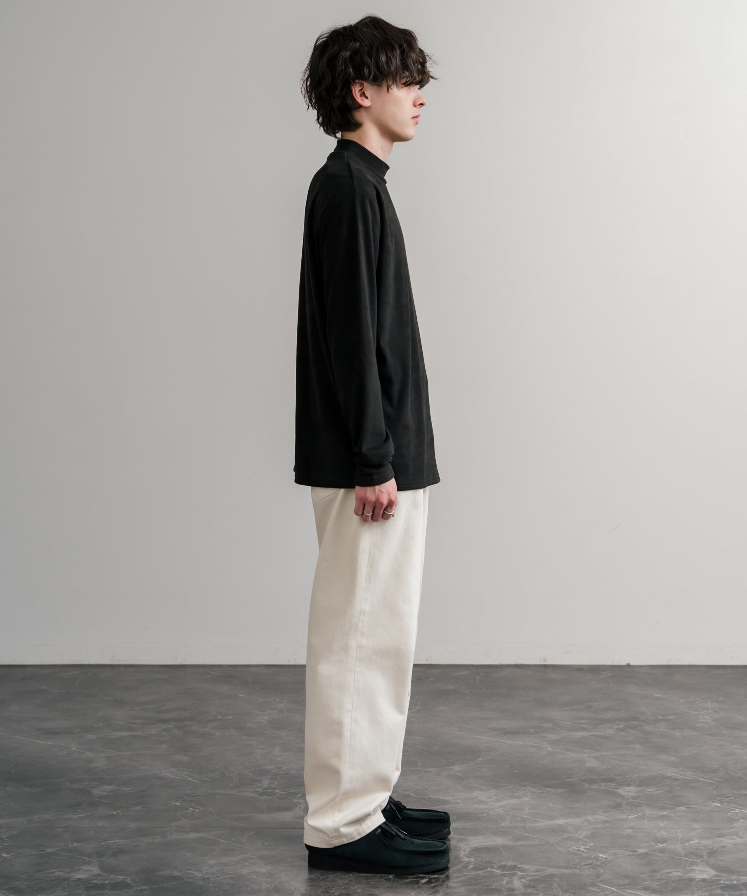 ストレッチフリースハイネック長袖Tシャツ 14855