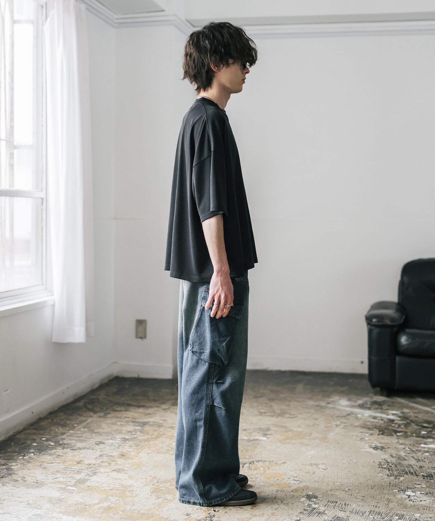 AIR TEC+ 接触冷感・遮熱・UVカット 多機能オーバーサイズショート丈半袖Tシャツ 15429