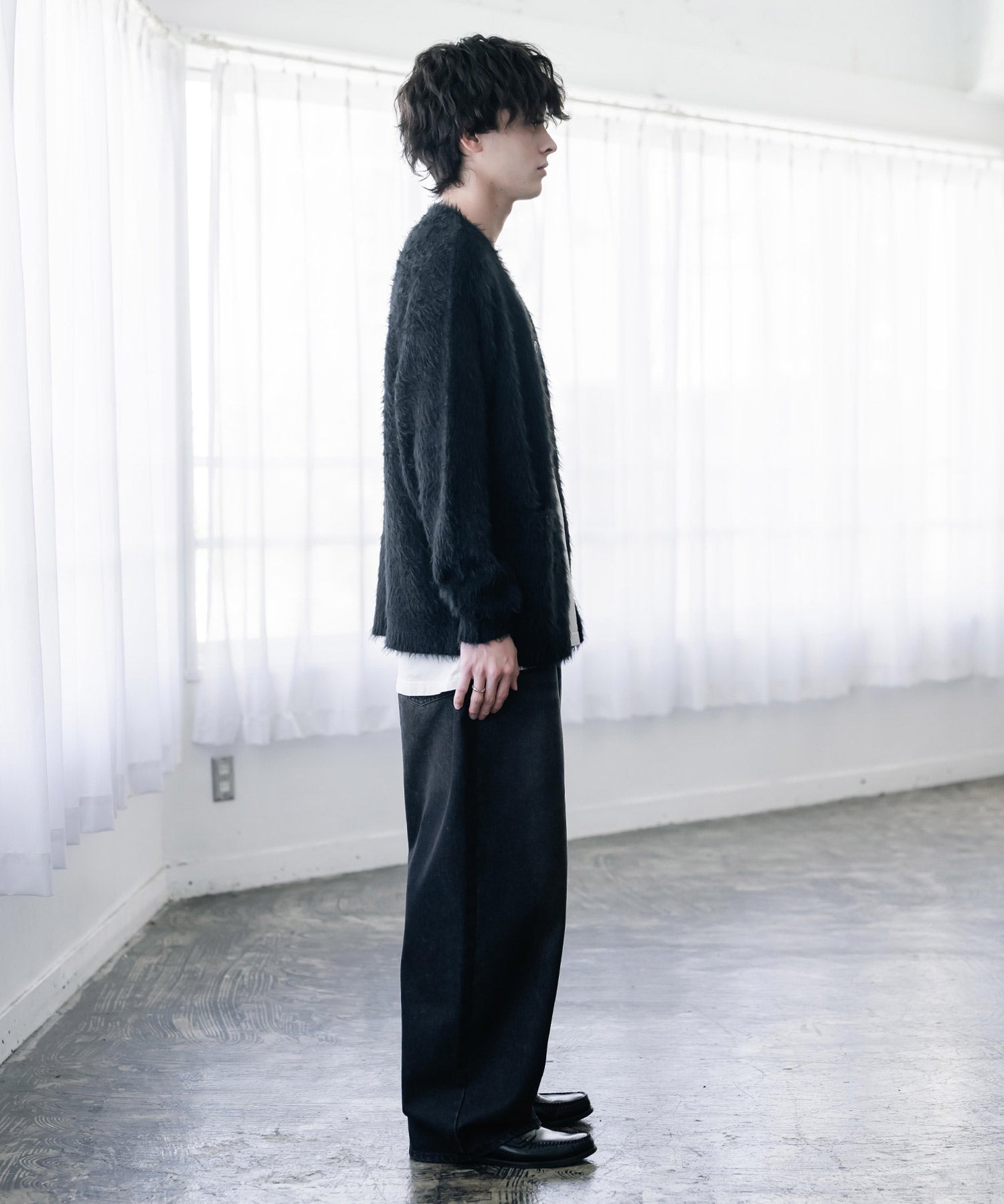 オーバーサイズ モヘアライクVネックボリュームシャギーニットカーディガン 16391