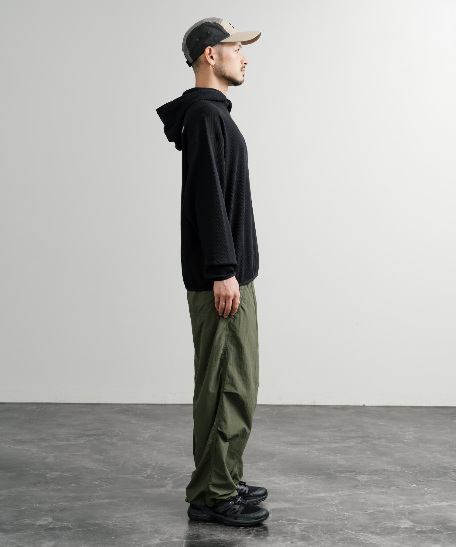 日本未展開モデル THE NORTH FACE ザ・ノースフェイス WHITE LABEL ホワイトレーベル WAFFLE HOOD PULLOVER オーバーサイズワッフルミニボックスロゴ刺繍パーカー 15065