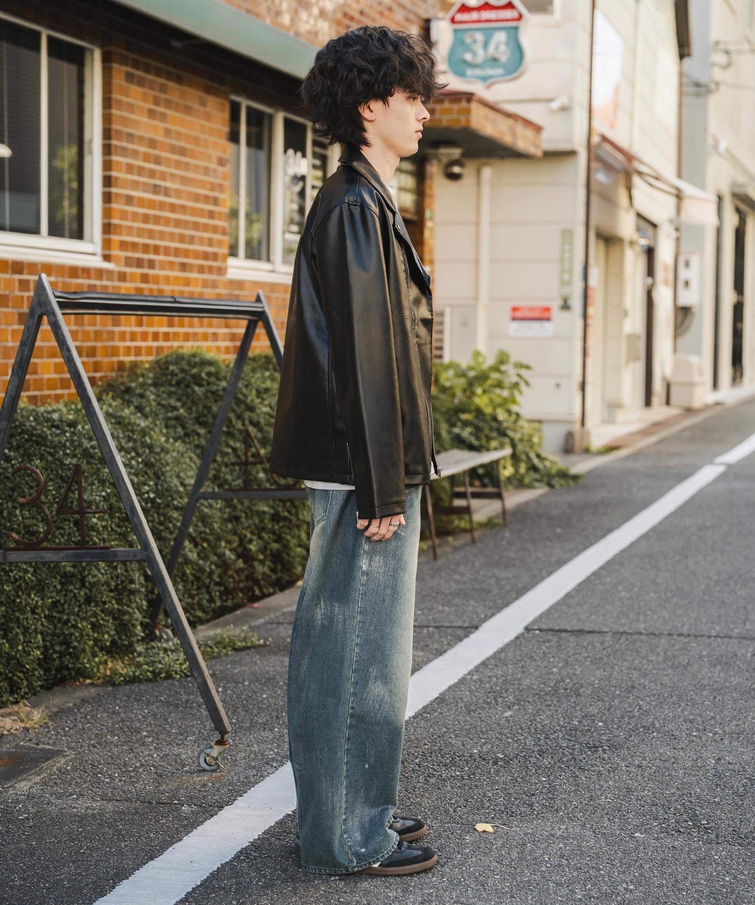 PUレザーダブルライダースジャケット 14682