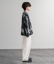 オーバーサイズ5Gジャガード編みアブストラクト柄クルーネックニットセーター 15193