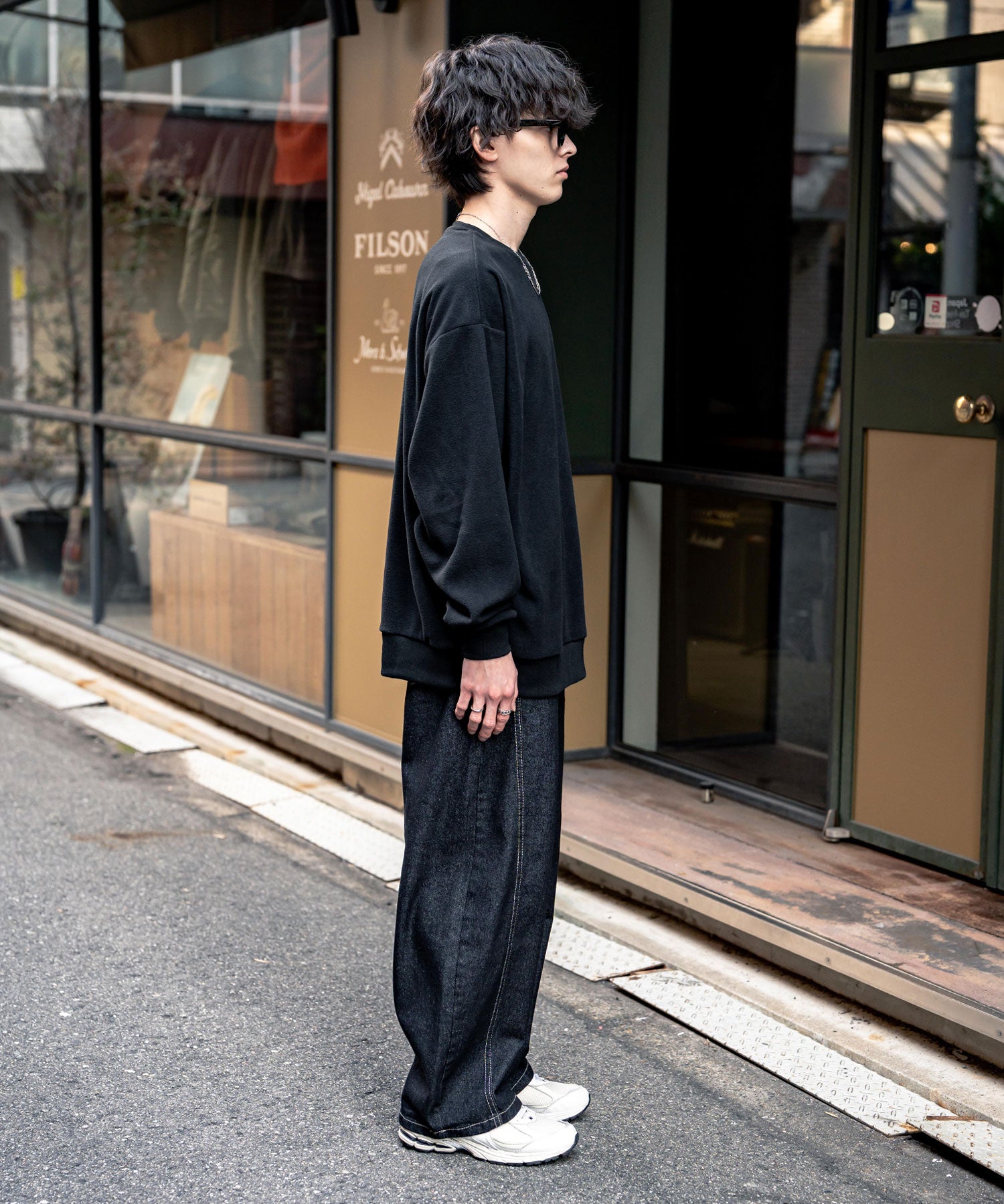 KANGOL 別注コラボ オーバーサイズロゴ刺繍裏起毛マイクロフリースプルオーバートレーナー 14626