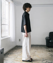 接触冷感 オーバーサイズとろみショート丈半袖シャツ/短丈ハーフスリーブシャツ 15366