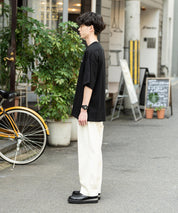 KANGOL 別注コラボ ワンポイントロゴ刺繍半袖クルーネックTシャツ 無地/リンガーネック