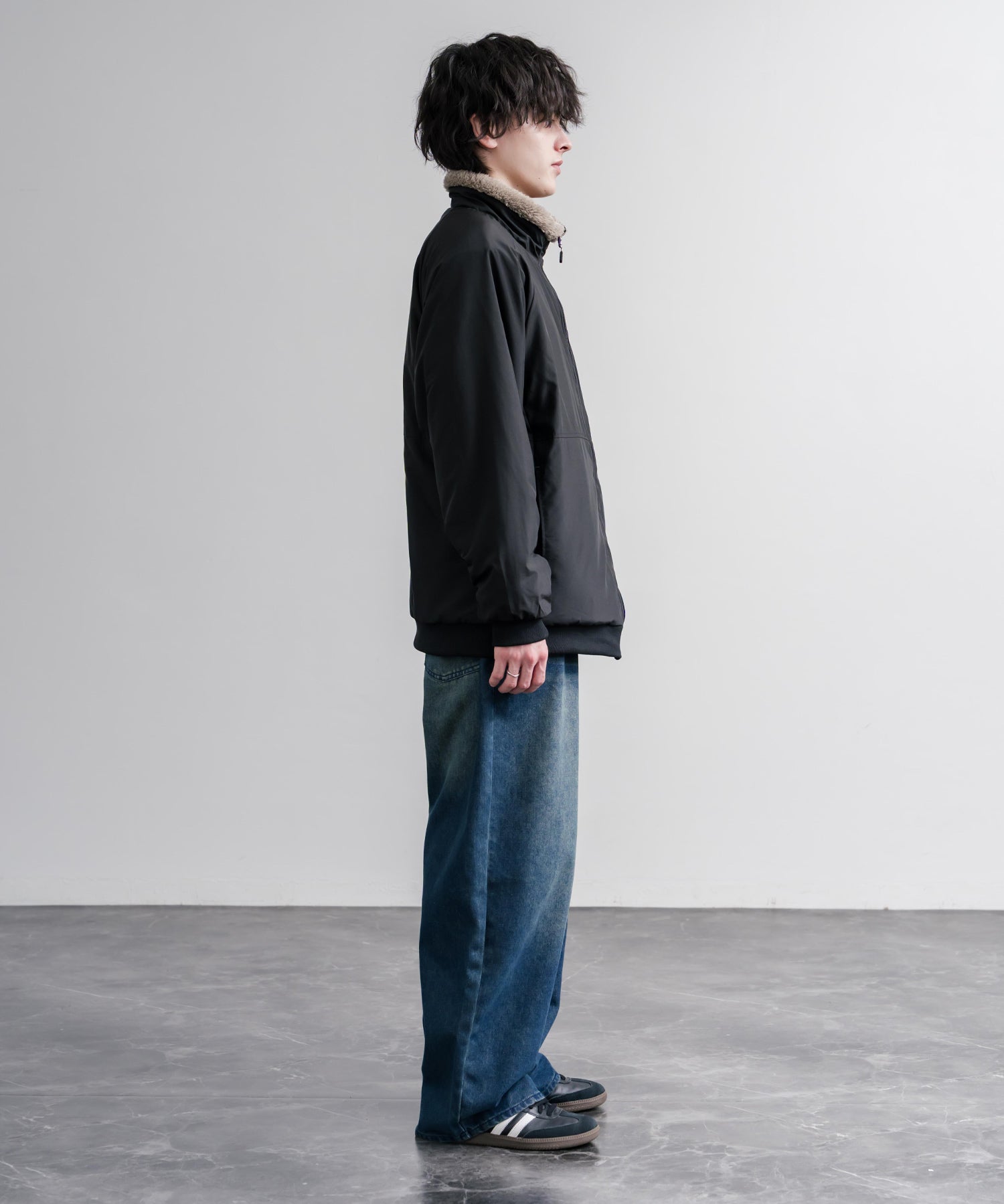 KRIFF MAYER クリフメイヤー 2WAYリバーシブル ひっくりスタンドネックボアジャケット/ワンポイントロゴ刺繍入りブルゾン 2612802 16550