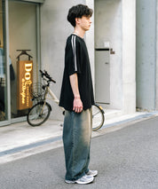 KANGOL カンゴール 別注コラボ オーバーサイズ袖ラインワッフルワンポイントロゴ刺繍ラグラン半袖Tシャツ