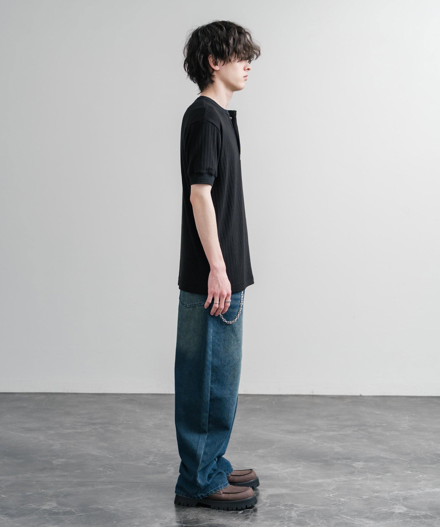 KRIFF MAYER クリフメイヤー ワンポイントロゴ針抜きヘンリーネックTシャツ 2545102 15909