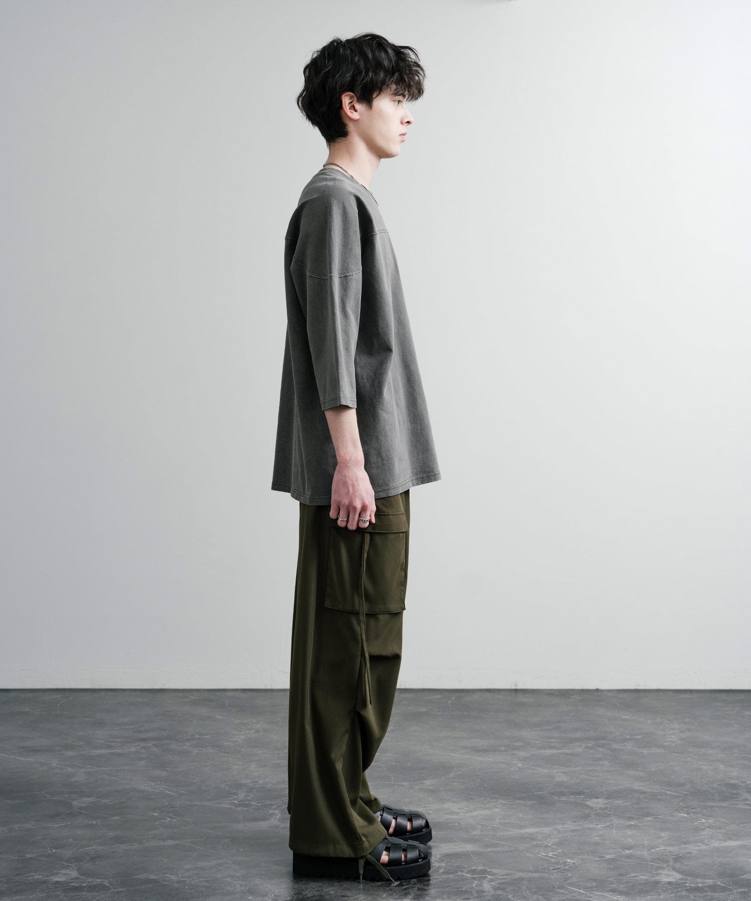 KRIFF MAYER クリフメイヤー オーバーサイズ ヘビーオンス天竺 ピグメント加工 フットボール七分袖Tシャツ 2435808