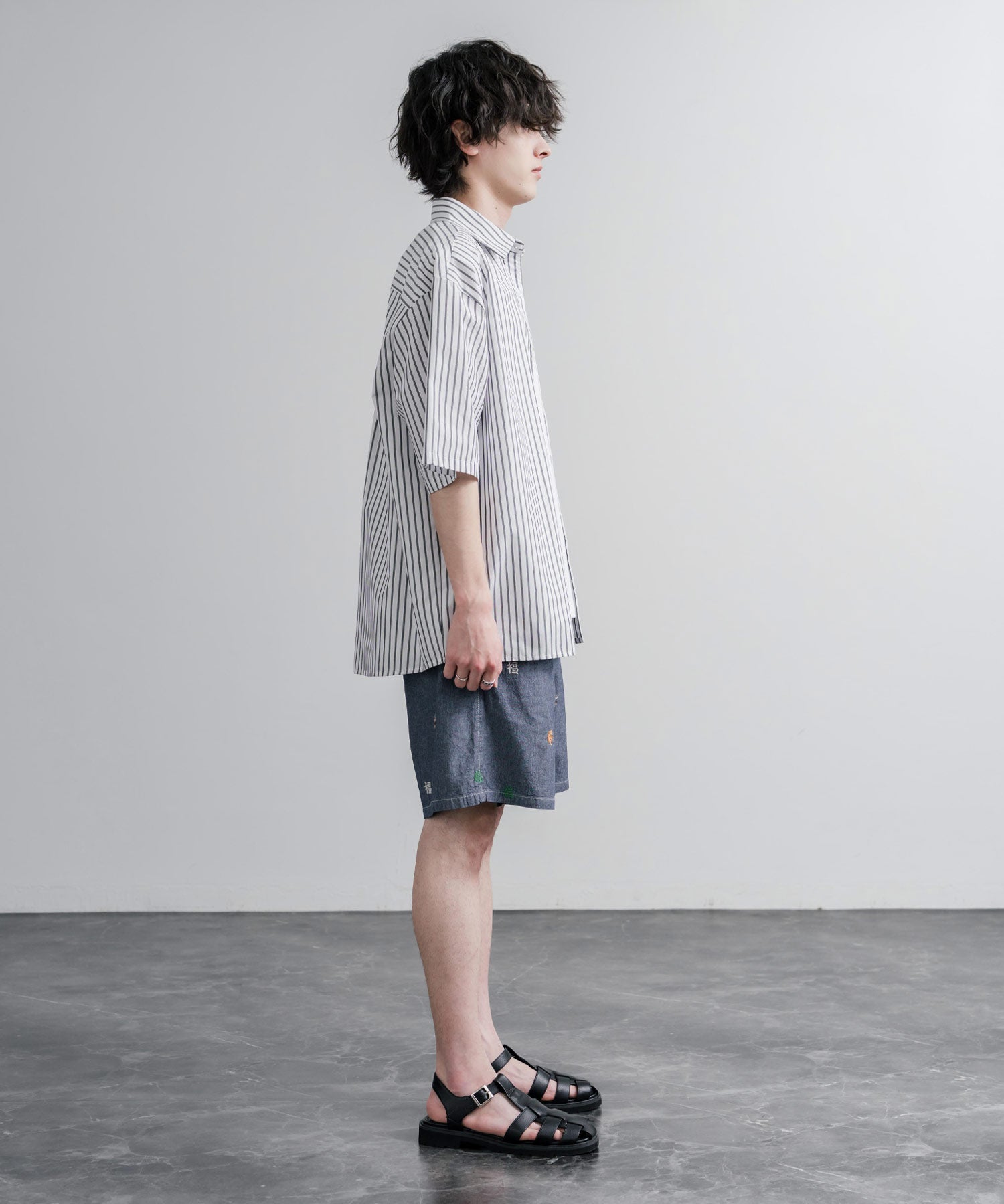 HOUSTON CHAMBRAY ALLOVER EMB EASY SHORTS シャンブレー総柄刺繍イージーショートパンツ 16180