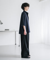 接触冷感 多機能素材リネンライク ワンタックセンタープレスワイドストレートイージーパンツ 15483