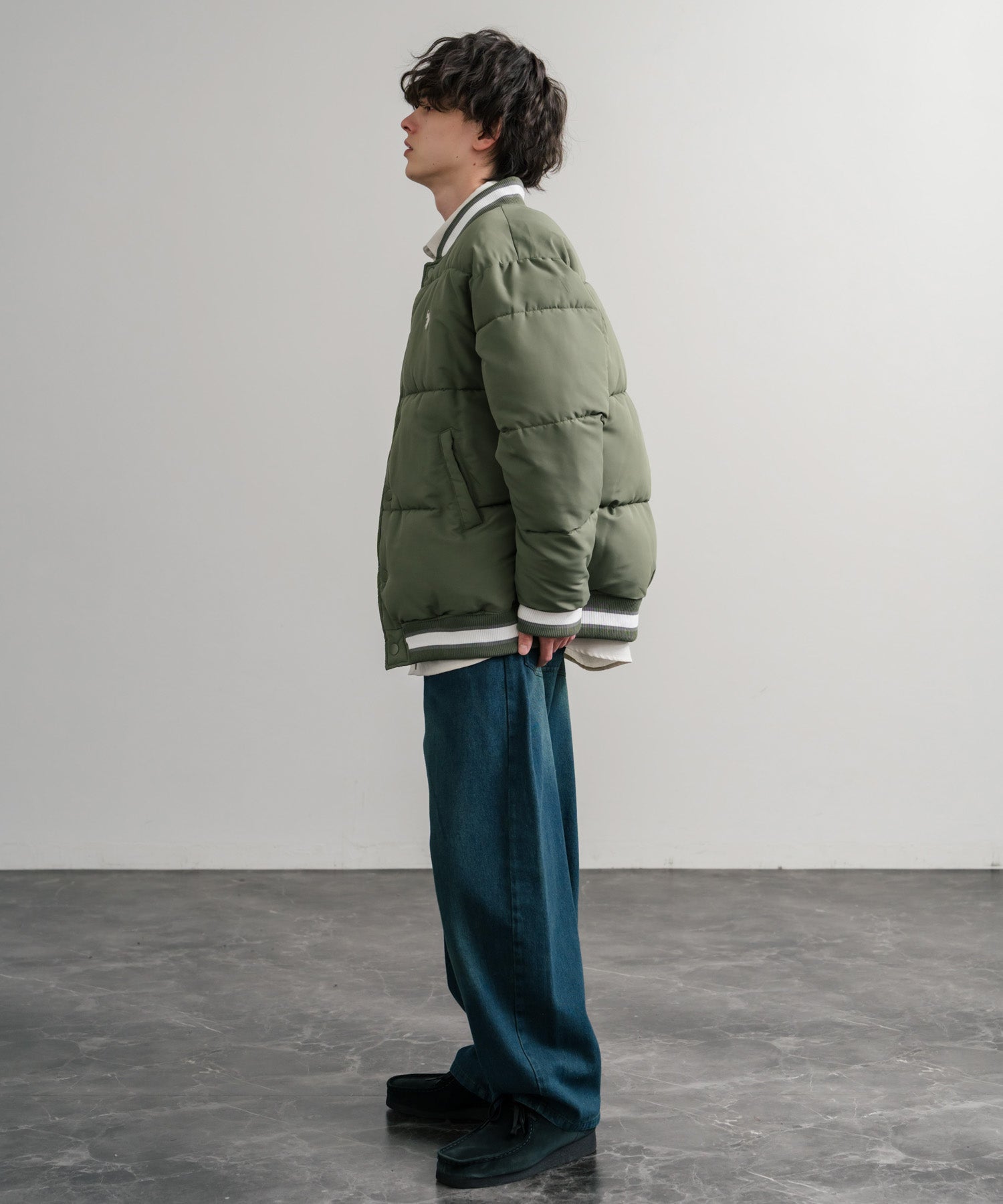 U.S. POLO ASSN. ユーエスポロアッスン PADDED VARSITY JACKET オーバーサイズワンポイントロゴ刺繍中綿スタジャン / 配色切替パデッドジャケット 14894
