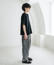 オーバーサイズ T/Cワッフルヘンリーネック半袖Tシャツ 15578