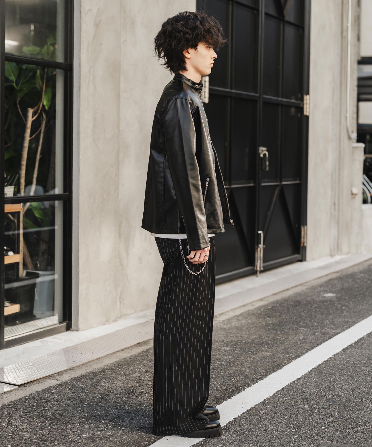 PUレザーシングルライダースジャケット　14681