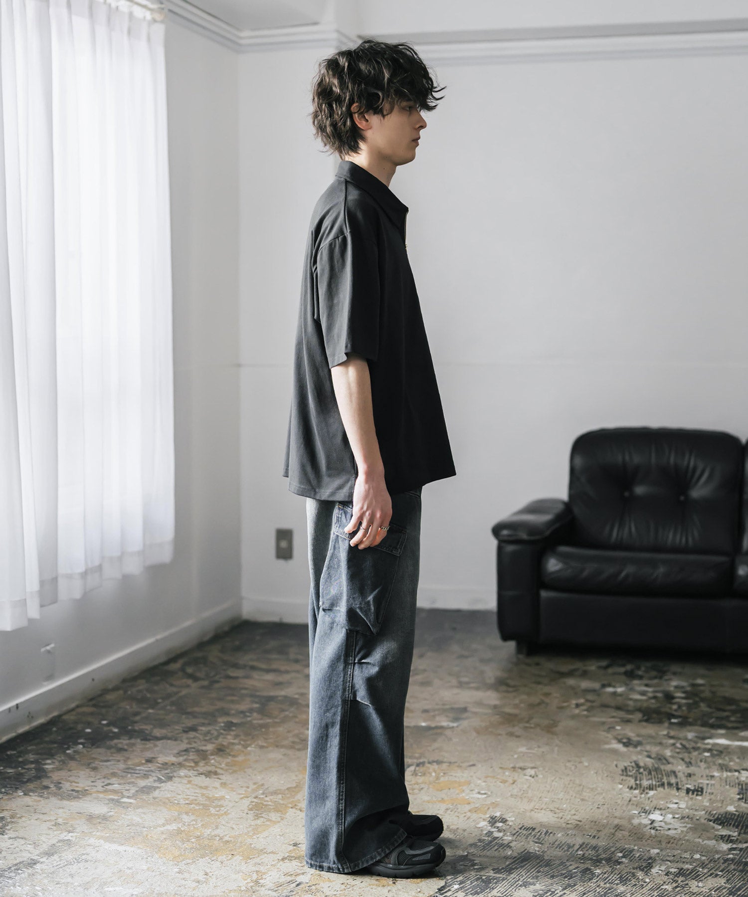 新色追加 U.S. POLO ASSN. 別注コラボオーバーサイズワンポイントロゴ刺繍天竺半袖ハーフジップポロシャツ 無地/クレリック 15426