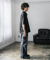 新色追加 U.S. POLO ASSN. 別注コラボオーバーサイズワンポイントロゴ刺繍天竺半袖ハーフジップポロシャツ 無地/クレリック 15426