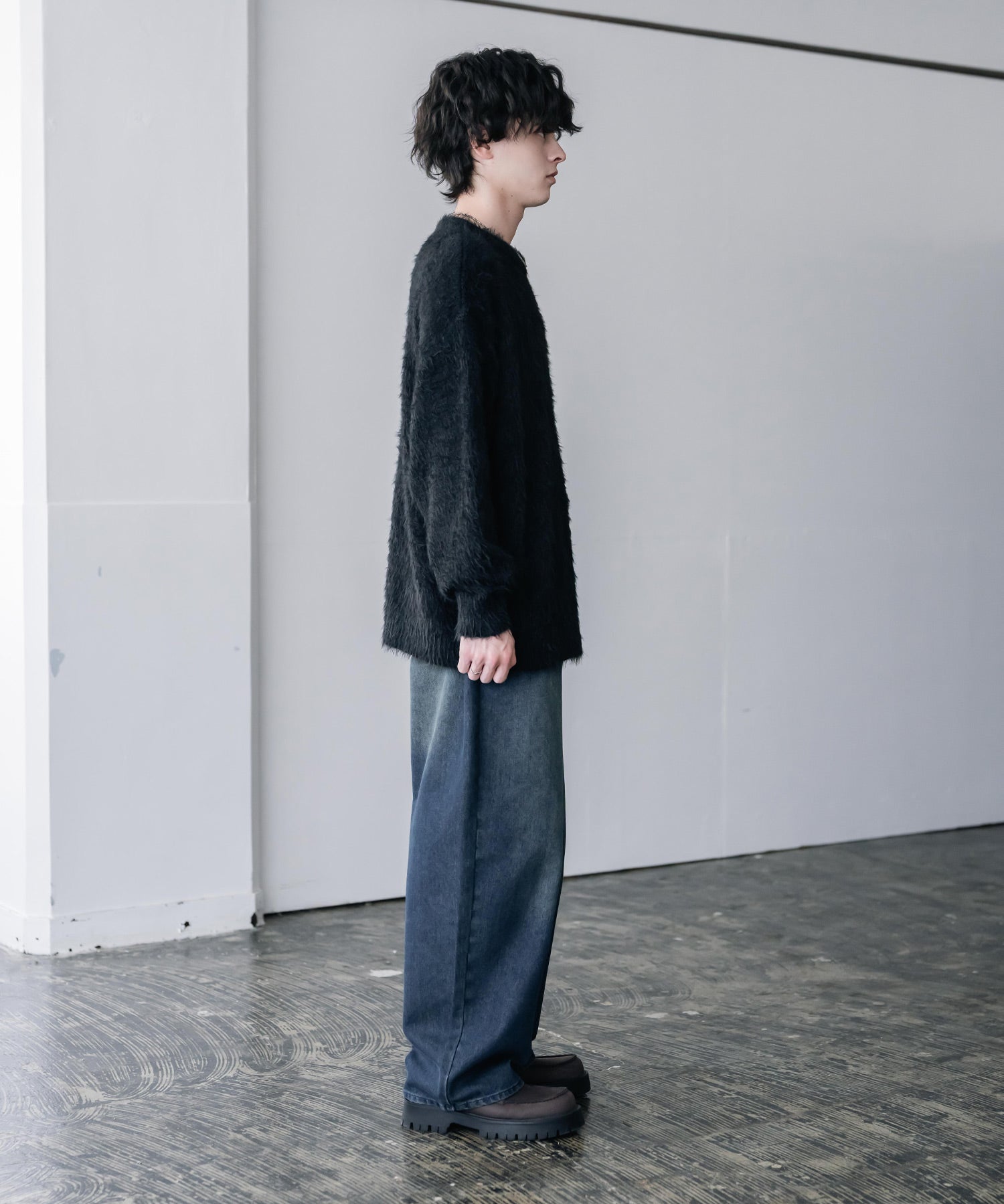 オーバーサイズ モヘアライククルーネックボリュームシャギーニットプルオーバー 16390