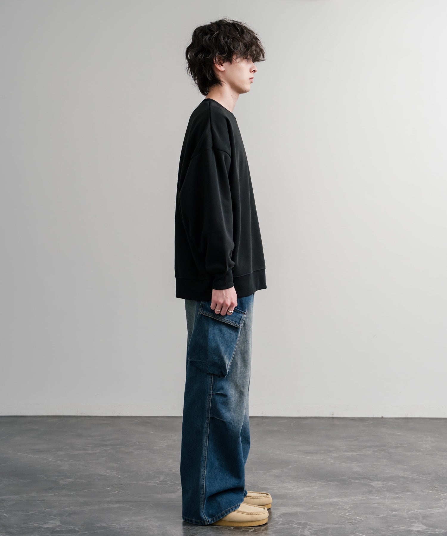 コットンタッチ裏起毛ドルマンスリーブクルーネックスウェットトレーナー 14982