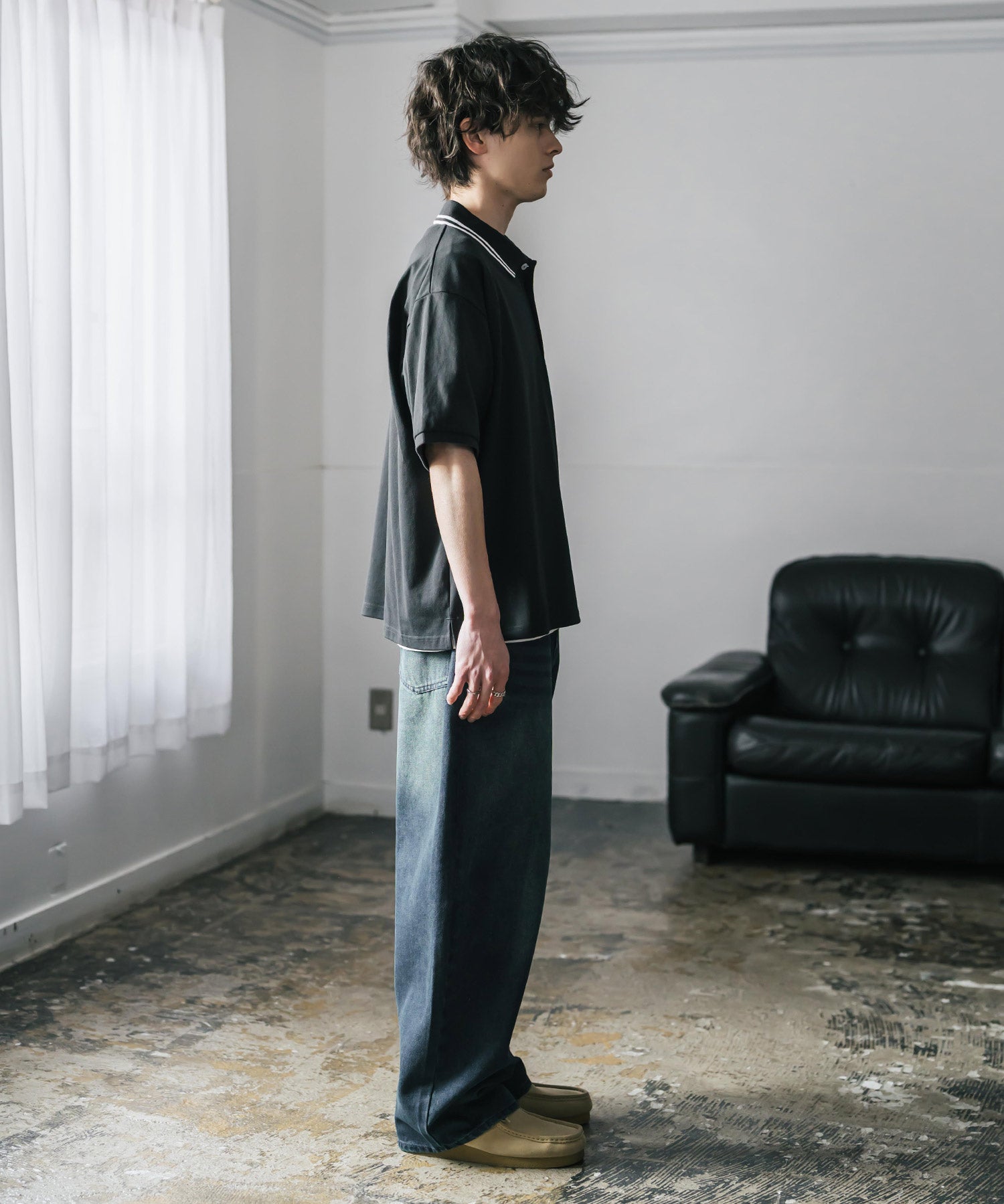 新色追加 U.S. POLO ASSN. 別注コラボ オーバーサイズワンポイントロゴ刺繍天竺半袖ポロシャツ 無地/ラインリブ 15425