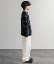 5Gフェザーヤーンジャガードマーブル柄ルーズクルーネック長袖ニット 15190