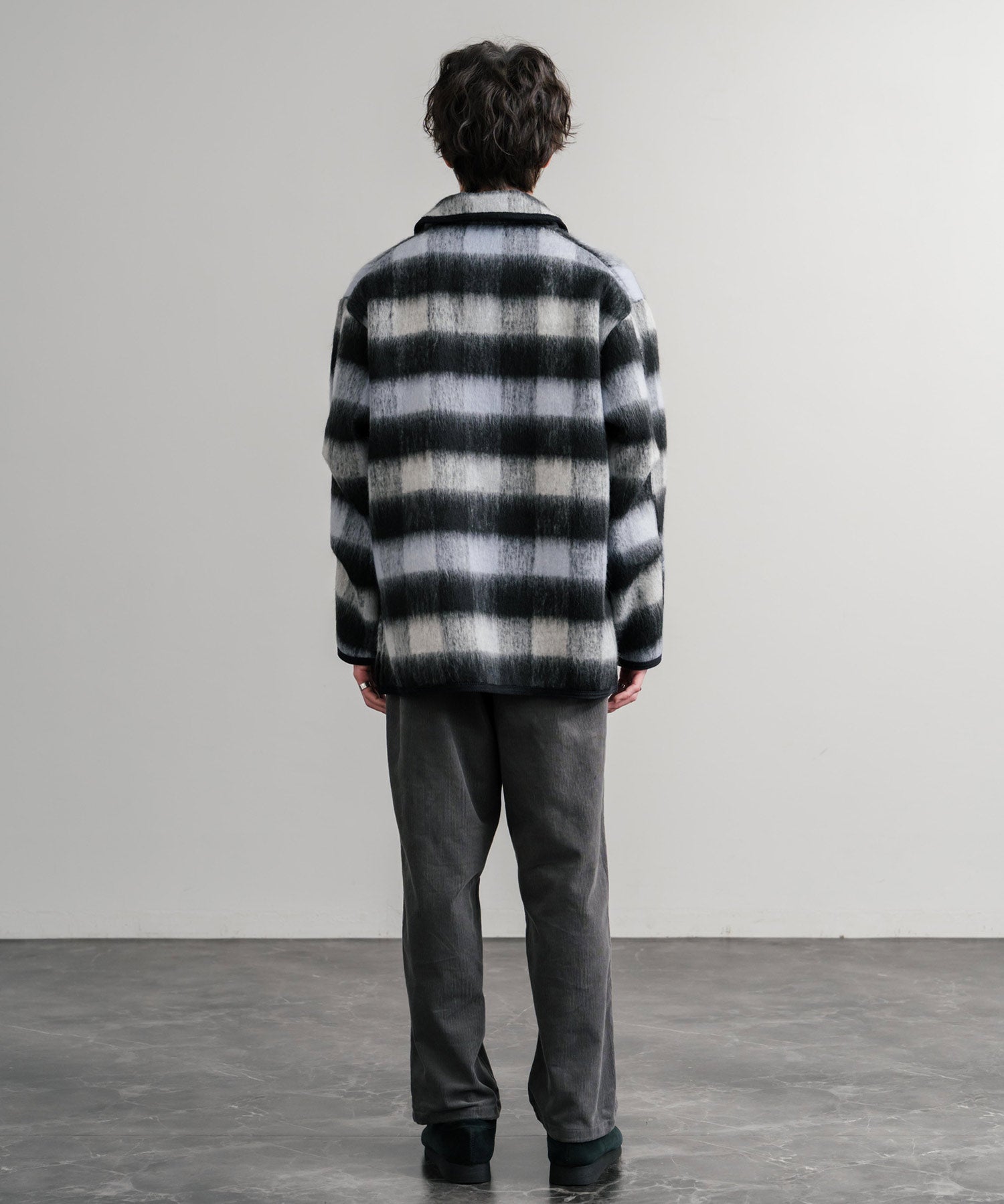 Upscape Audience アップスケープオーディエンス 日本製 国産 ECOLANAシャギーチェックスタンドオーバージャケット AUD7340 14898