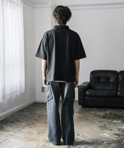 新色追加 U.S. POLO ASSN. 別注コラボオーバーサイズワンポイントロゴ刺繍天竺半袖ハーフジップポロシャツ 無地/クレリック 15426