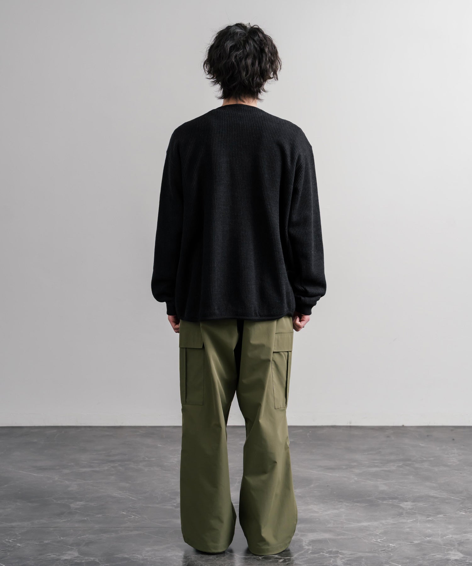 Upscape Audience アップスケープオーディエンス 日本製ウールビックワッフルニットソーノーカラーアーミーカーディガン AUD7290 16471