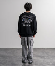 HUF ハフ オーバーサイズ裏起毛アソートプリント刺繍クルーネック長袖トレーナー 16462