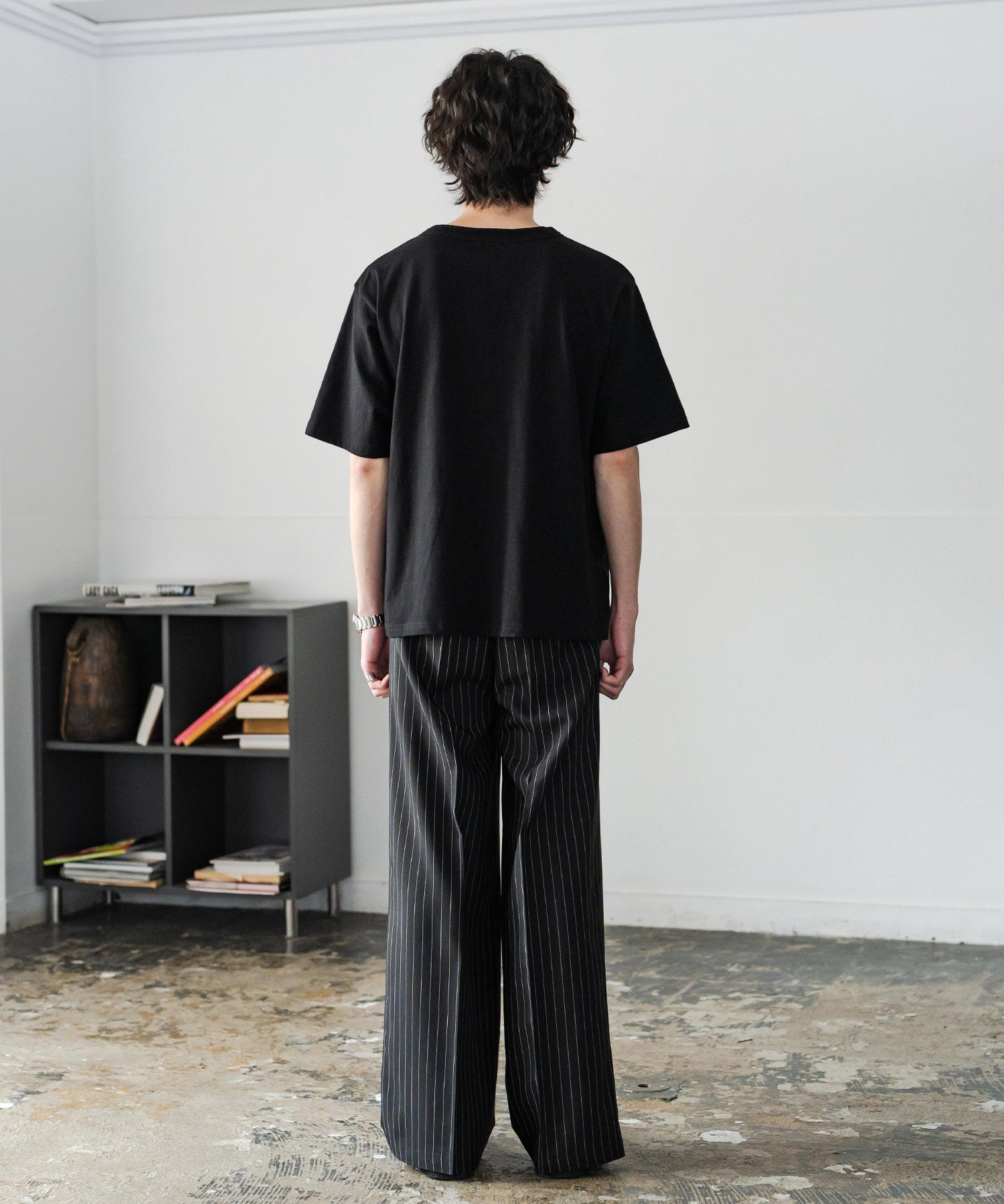 ケミカル加工 短丈 クロップド ショート丈半袖コットンヘンリーネックTシャツ 15632
