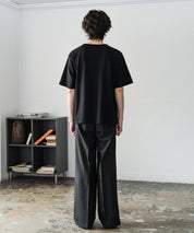 ケミカル加工 短丈 クロップド ショート丈半袖コットンヘンリーネックTシャツ 15632