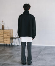 オーバーサイズTRストレッチスタンドカラージャケット ジップアップショートブルゾン 14120