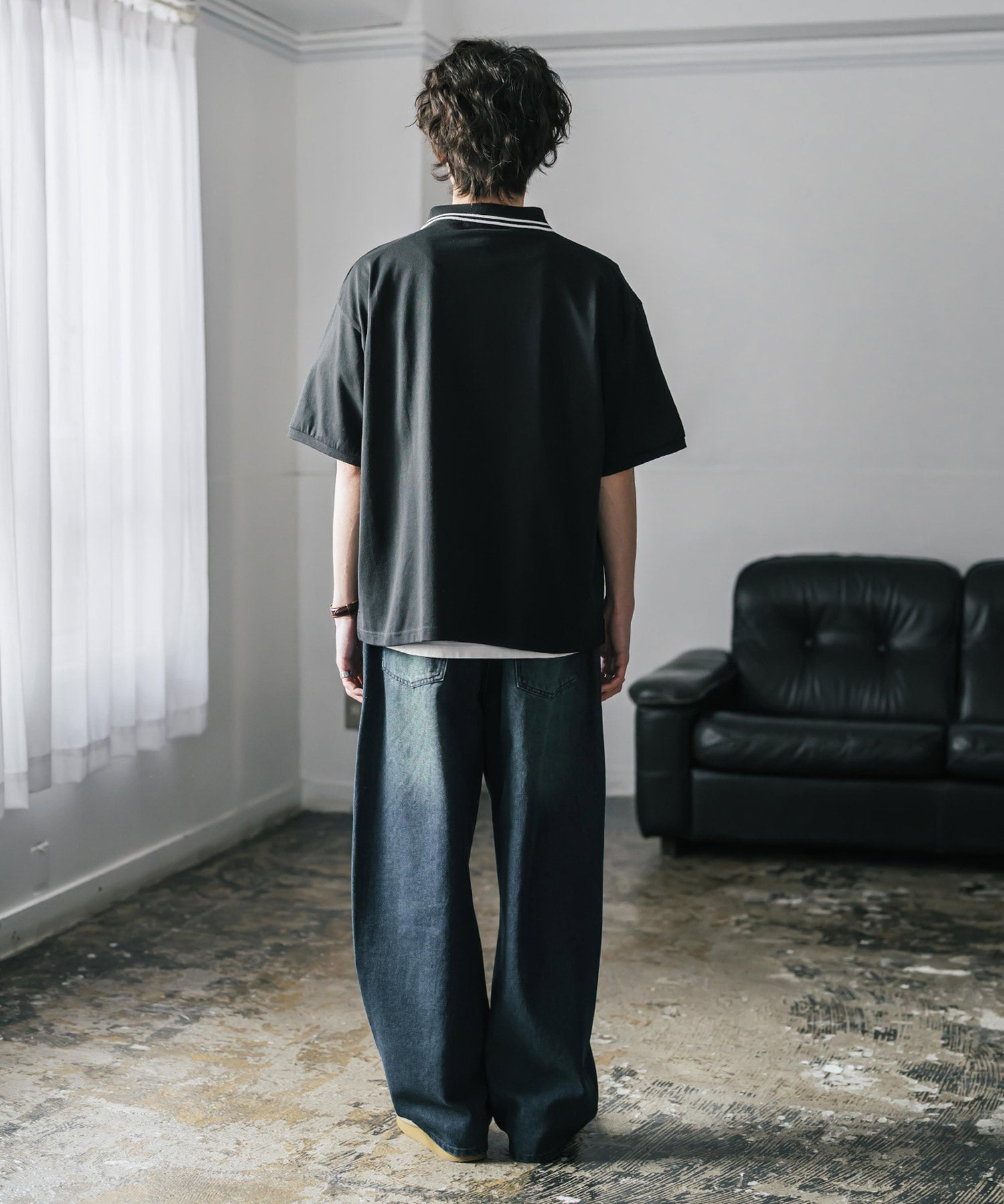 新色追加 U.S. POLO ASSN. 別注コラボ オーバーサイズワンポイントロゴ刺繍天竺半袖ポロシャツ 無地/ラインリブ 15425