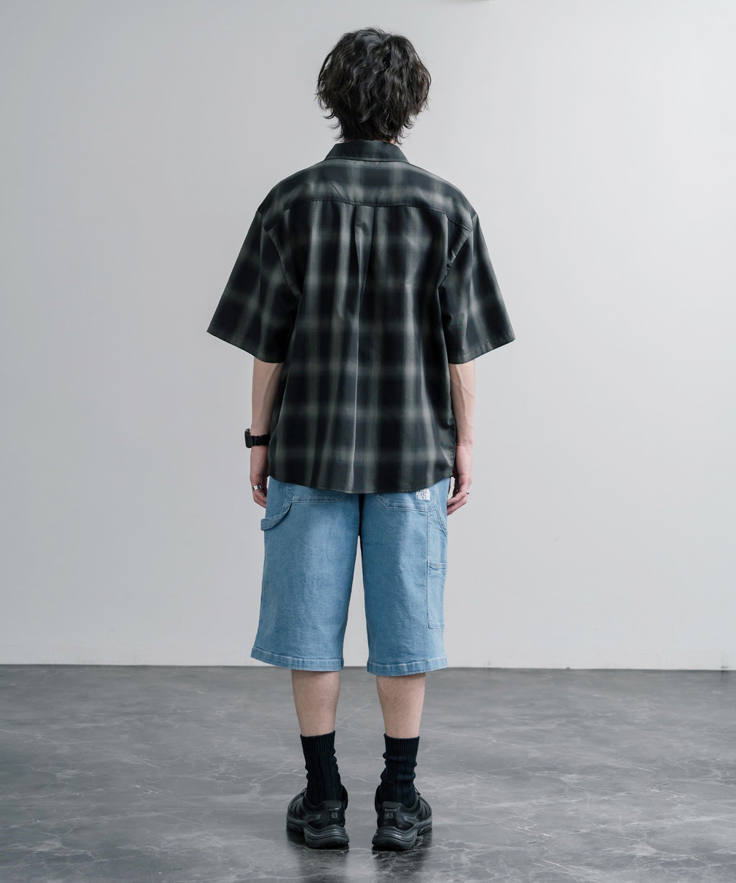THE NORTH FACE WHITE LABEL BRIS DENIM SHORTS ロゴ刺繍ワイドデニムイージーショートパンツ 16164