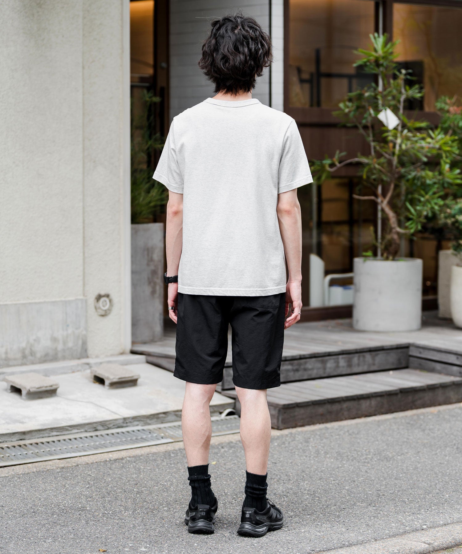 LOGOS 撥水ナイロンワッシャーロゴ刺繍ワイドショートパンツ 15868