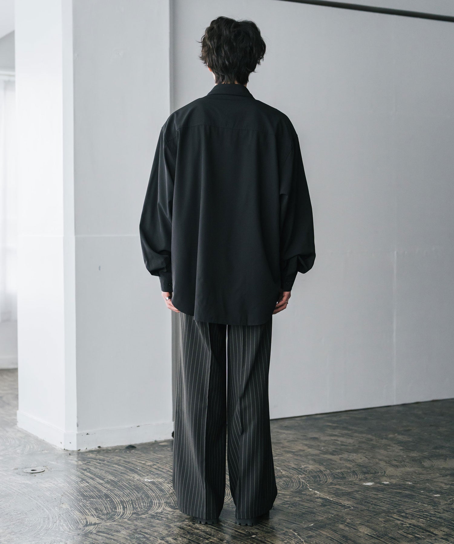 新色追加 オーバーサイズ レギュラーカラーストレッチ長袖シャツ 11915