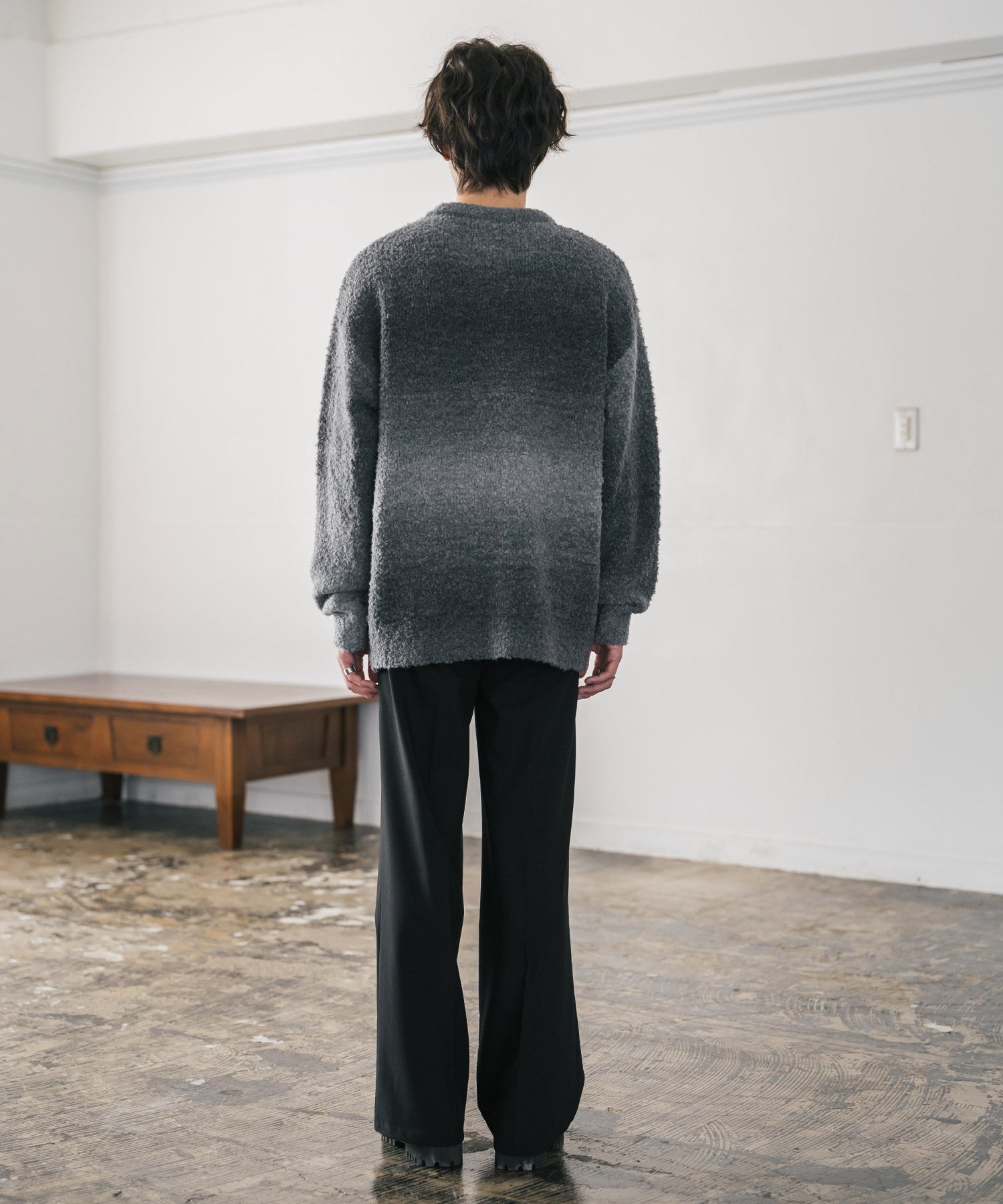 新色追加 オーバーサイズ ウール混ブークレー段染めグラデーション