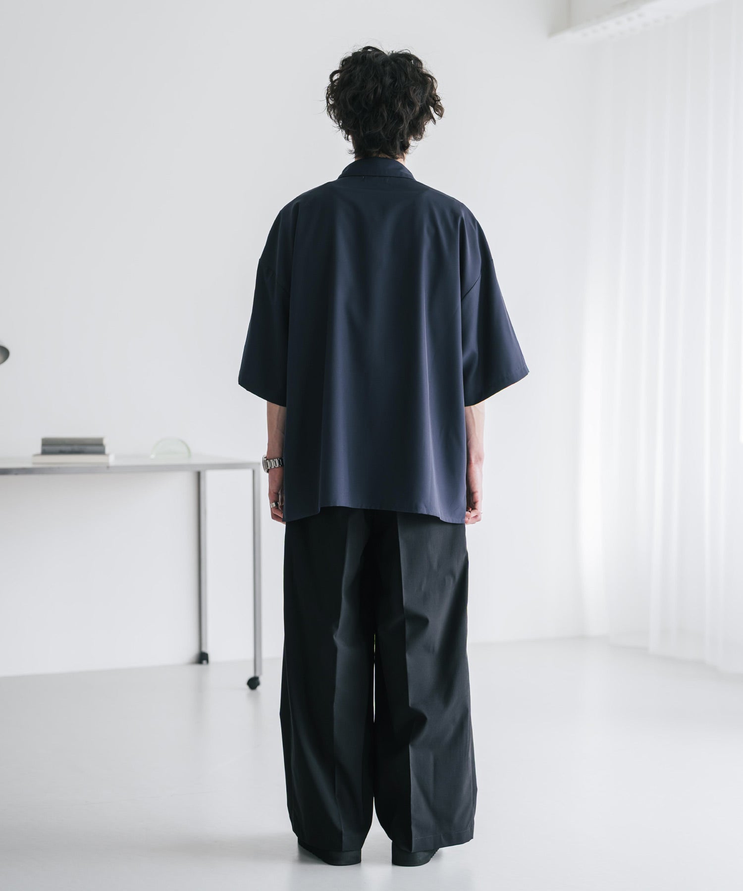 接触冷感 多機能素材リネンライク ワンタックセンタープレスワイドストレートイージーパンツ 15483