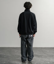 U.S. POLO ASSN. ユーエスポロアッスン half zip sweat shirt オーバーサイズ袖ラインワンポイントロゴ刺繍ハーフジップ裏毛スウェット 14862