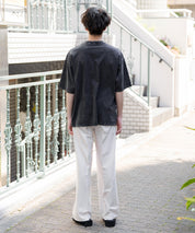 オーバーサイズ ケミカルウォッシュワンポイントフラワープリント半袖Tシャツ