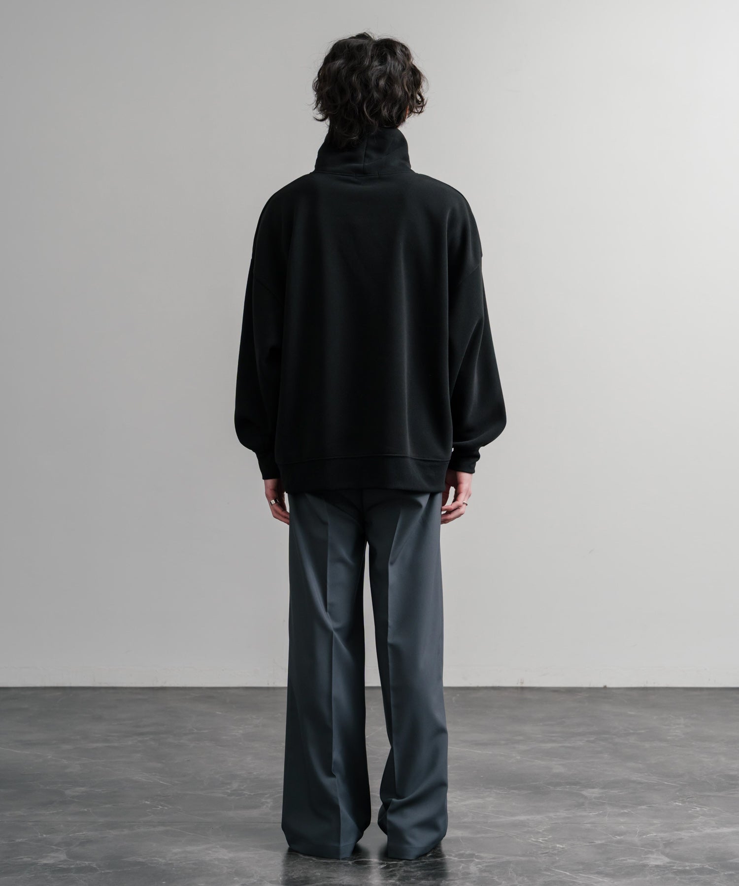 コットンタッチ裏起毛ドルマンスリーブハイネックトレーナースウェット 14983